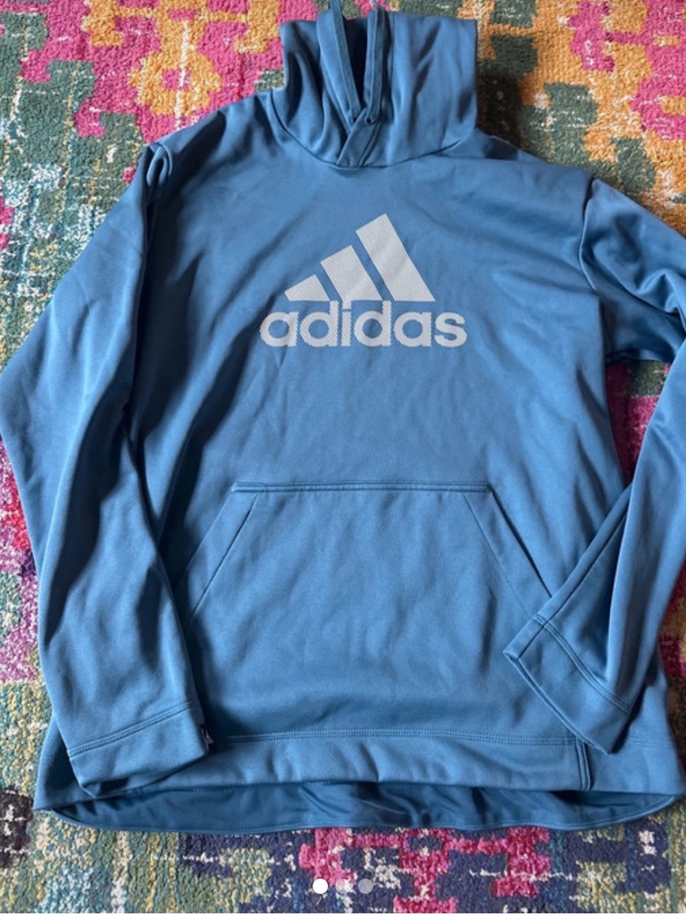 adidas Light Blue Pullover Hoodie with White Logo